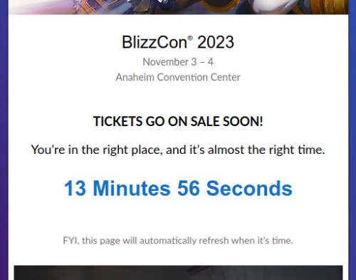 BlizzCon pre-queue screen