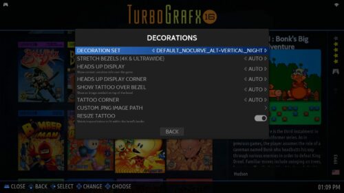 Decorations menu