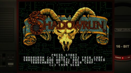 Shadowrun title screen with Mega Drive bezel